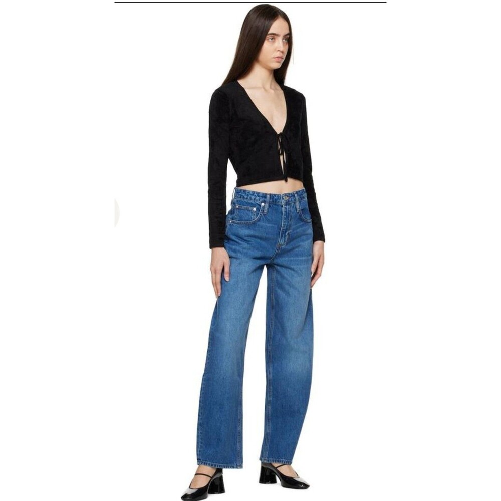 FRAME Double Waist Band Long Barrel High Rise Jeans Blue Denim Women's Size 30